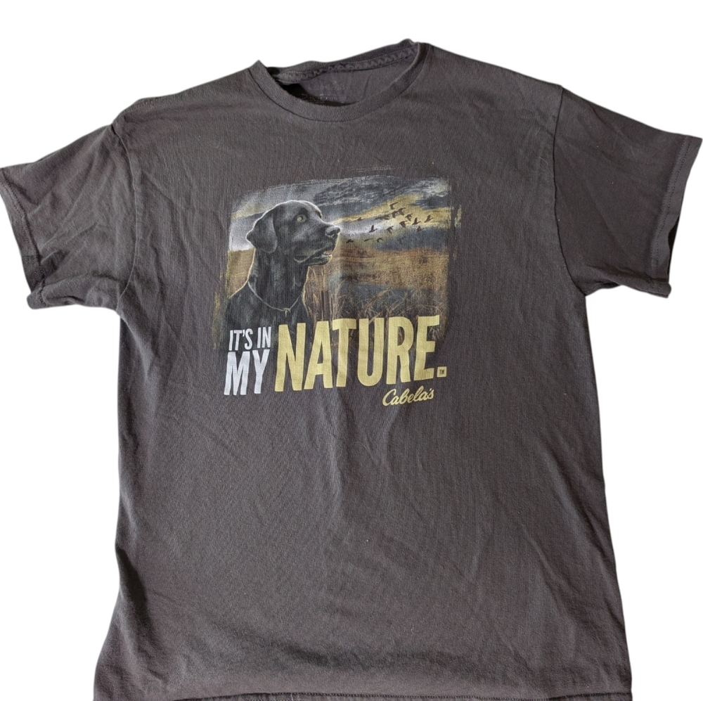 Cabela's Youth Black Lab Dog Nature‎ Graphic T-Shirt Size Large